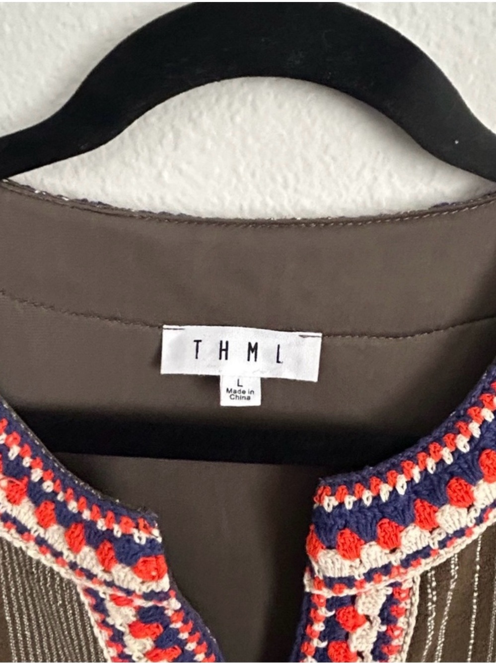 Anthropologie THML Brown Striped Mini Dress | Size Large - Picture 4 of 4